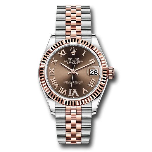 Đồng hồ Rolex Steel & Everose Gold Datejust Fluted Bezel Dark Rhodium Diamond Roman VI Dial Jubilee Bracelet 278271 chodr6j 31mm