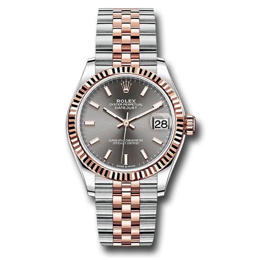 Đồng hồ Rolex Steel & Everose Gold Datejust Fluted Bezel Dark Rhodium Index Dial Jubilee Bracelet 278271 dkrhij 31m
