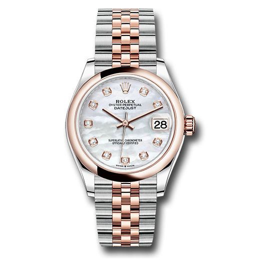 Đồng hồ Rolex Steel & Everose Gold Datejust Domed Bezel Silver Diamond Dial Jubilee Bracelet 278241 mdj 31mm