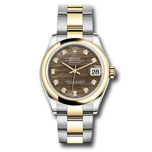 Đồng hồ Rolex Steel & Yellow Gold Datejust Domed Bezel Dark Mother-of-Pearl Diamond Dial Oyster Bracelet 278243 dkmdo 31mm