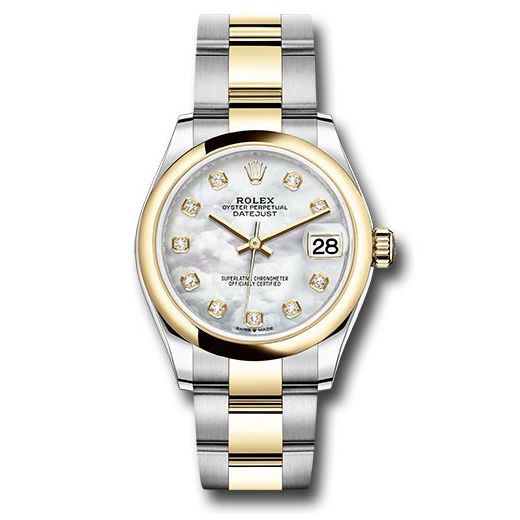Đồng hồ Rolex Steel & Yellow Gold Datejust Domed Bezel Mother-of-Pearl Diamond Dial Oyster Bracelet 278243 mdo 31mm