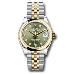 Đồng hồ Rolex Steel & Yellow Gold Datejust Domed Bezel Olive Green Diamond Dial Jubilee Bracelet 278243 ogdj 31mm