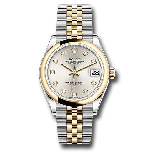 Đồng hồ Rolex Steel & Yellow Gold Datejust Domed Bezel Silver Diamond Dial Jubilee Bracelet 278243 sdj 31mm