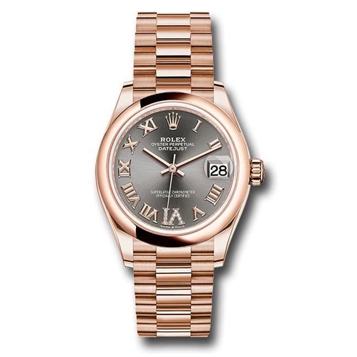 Đồng hồ Rolex Everose Gold Datejust Domed Bezel Rhodium Diamond Six Dial President Bracelet 278245 dkrhdr6p 31mm