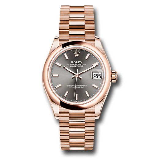 Đồng hồ Rolex Everose Gold Datejust Domed Bezel Rhodium Index Dial President Bracelet 278245 dkrhip 31mm