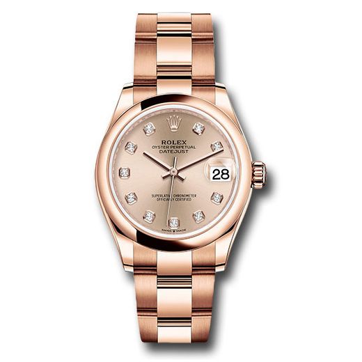 Đồng hồ Rolex Everose Gold Datejust Domed Bezel Rosé Diamond Dial Oyster Bracelet 278245 rsdo 31mm