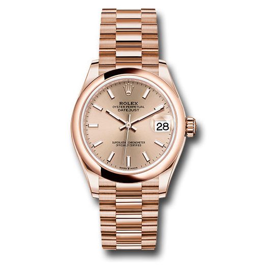 Đồng hồ Rolex Everose Gold Datejust Domed Bezel Rosé Index Dial President Bracelet 278245 rsip 31mm