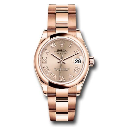Đồng hồ Rolex Everose Gold Datejust Domed Bezel Rosé Roman Dial Oyster Bracelet 278245 rsro 31mm