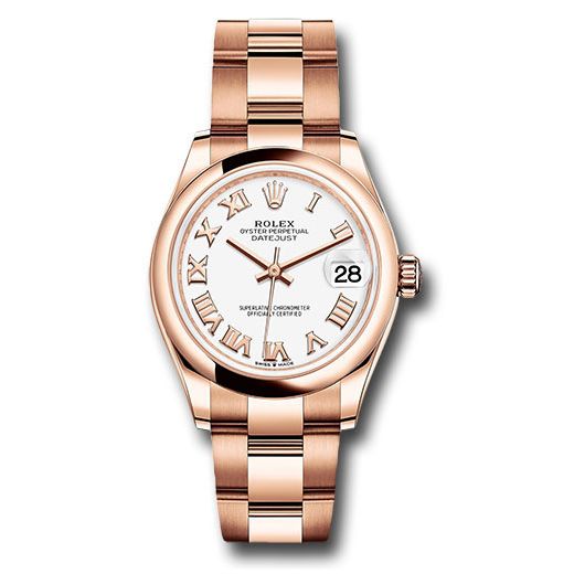 Đồng hồ Rolex Everose Gold Datejust Domed Bezel White Roman Dial Oyster Bracelet 278245 wro 31mm