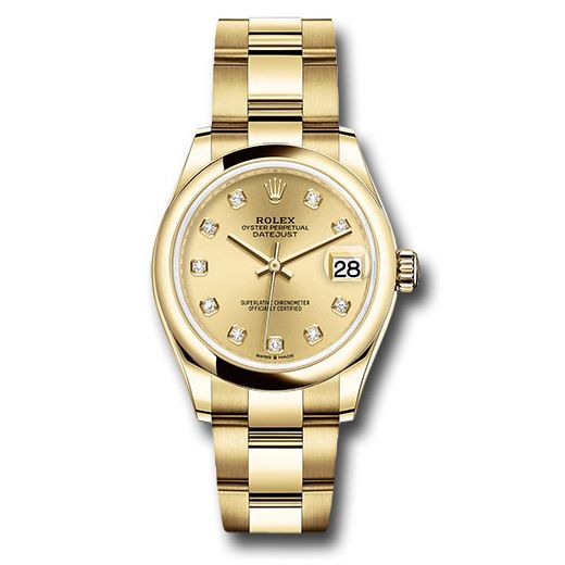 Đồng hồ Rolex Yellow Gold Datejust Domed Bezel Champagne Diamond Dial Oyster Bracelet 278248 chdo 31mm