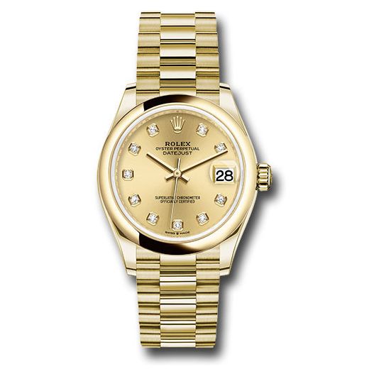 Đồng hồ Rolex Yellow Gold Datejust Domed Bezel Champagne Diamond Dial President Bracelet 278248 chdp 31mm