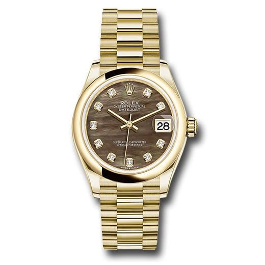 Đồng hồ Rolex Yellow Gold Datejust Domed Bezel Dark Mother-of-Pearl Diamond Dial President Bracelet 278248 dkmdp 31mm