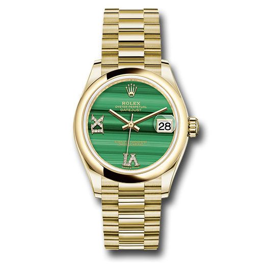 Đồng hồ Rolex Yellow Gold Datejust Domed Bezel Malachite Diamond Six & Nine Dial President Bracelet 278248 madr69p 31mm