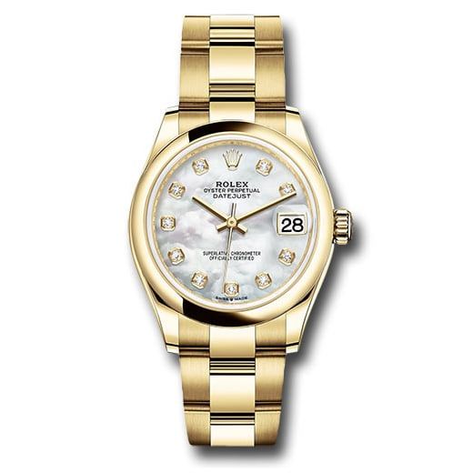 Đồng hồ Rolex Yellow Gold Datejust Domed Bezel Mother-of-Pearl Diamond Dial Oyster Bracelet 278248 mdo 31mm