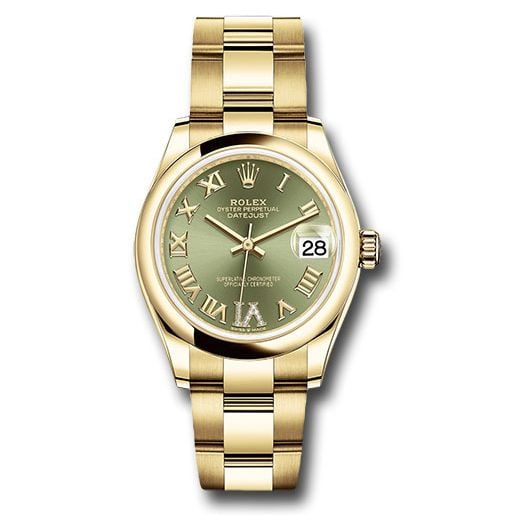 Đồng hồ Rolex Yellow Gold Datejust Domed Bezel Olive Green Diamond Six Dial Oyster Bracelet 278248 ogdr6o 31mm
