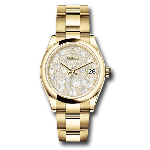 Đồng hồ Rolex Yellow Gold Datejust Domed Bezel Paved Mother-of-Pearl Butterfly Dial Oyster Bracelet 278248 pmopbo 31mm