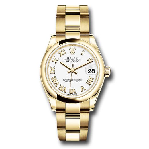 Đồng hồ Rolex Yellow Gold Datejust Domed Bezel White Roman Dial Oyster Bracelet 278248 wro 31mm