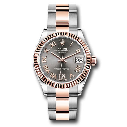 Đồng hồ Rolex Steel & Everose Gold Datejust Fluted Bezel Mother-Of-Pearl Diamond Dial Oyster Bracelet 278271 dkrhdr6o 31mm