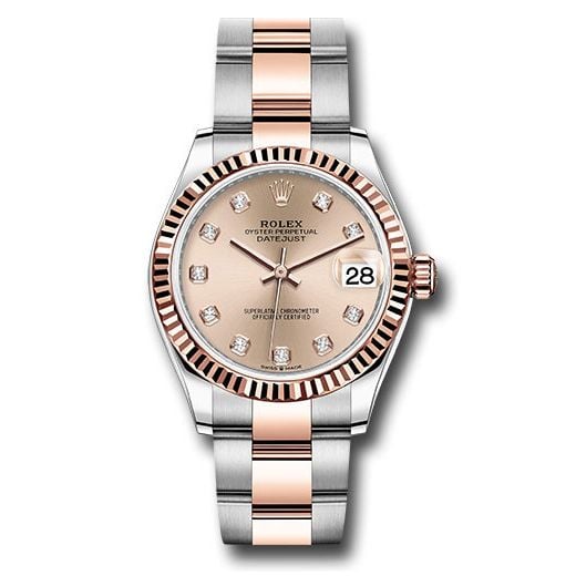 Đồng hồ Rolex Steel & Everose Gold Datejust Fluted Bezel Chocolate Diamond Dial Oyster Bracelet 278271 rodo 31mm