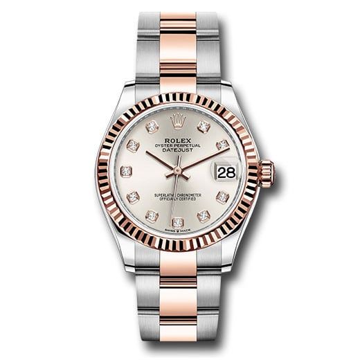 Đồng hồ Rolex Steel & Everose Gold Datejust Fluted Bezel Rosé Diamond Dial Oyster Bracelet 278271 sdo 31mm