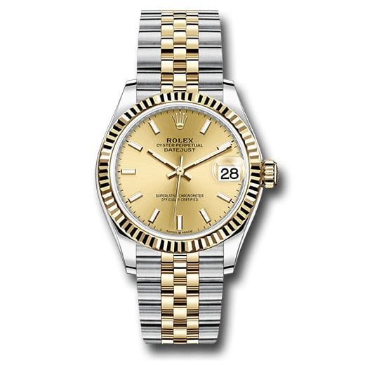 Đồng hồ Rolex Steel & Yellow Gold Datejust Fluted Bezel Champagne Index Dial Jubilee Bracelet 278273 chij 31mm