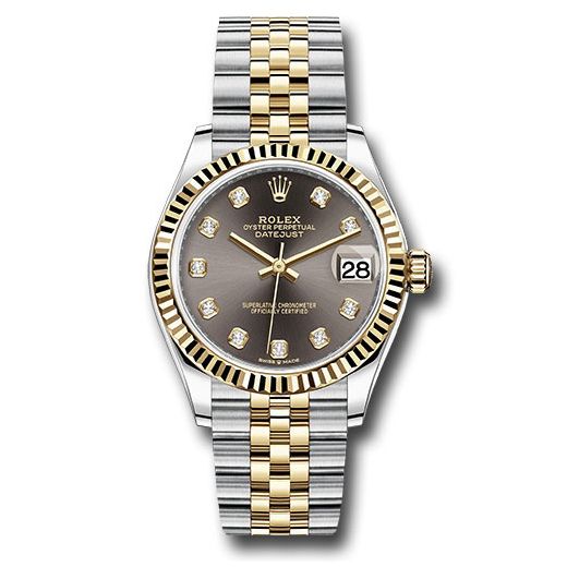 Đồng hồ Rolex Steel & Yellow Gold Datejust Fluted Bezel Dark Grey Diamond Dial Jubilee Bracelet 278273 dkgdj 31mm