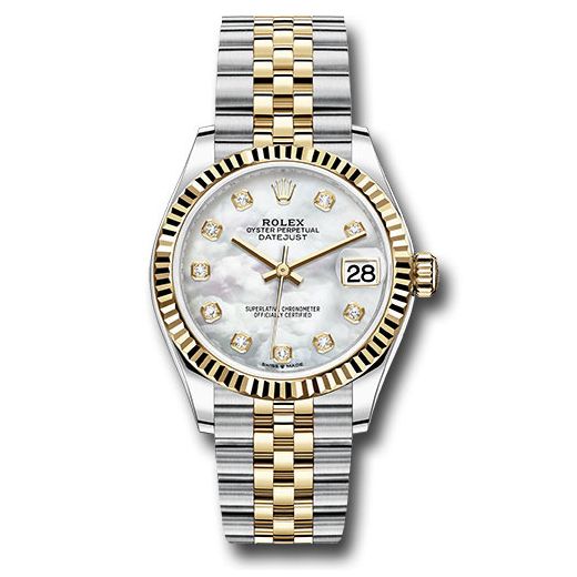 Đồng hồ Rolex Steel & Yellow Gold Datejust Fluted Bezel Mother-of-Pearl Diamond Dial Jubilee Bracelet 278273 mdj 31mm