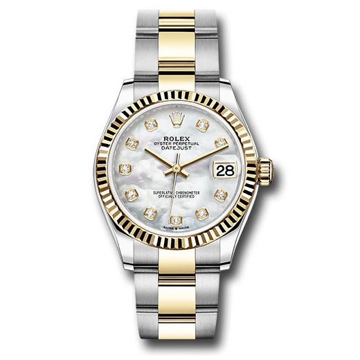 Đồng hồ Rolex Steel & Yellow Gold Datejust Fluted Bezel Mother-of-Pearl Diamond Dial Oyster Bracelet 278273 mdo 31mm