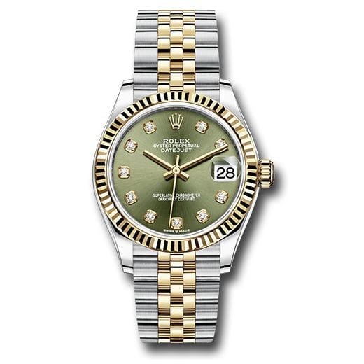 Đồng hồ Rolex Steel & Yellow Gold Datejust Fluted Bezel Olive Green Diamond Dial Jubilee Bracelet 278273 ogdj 31mm