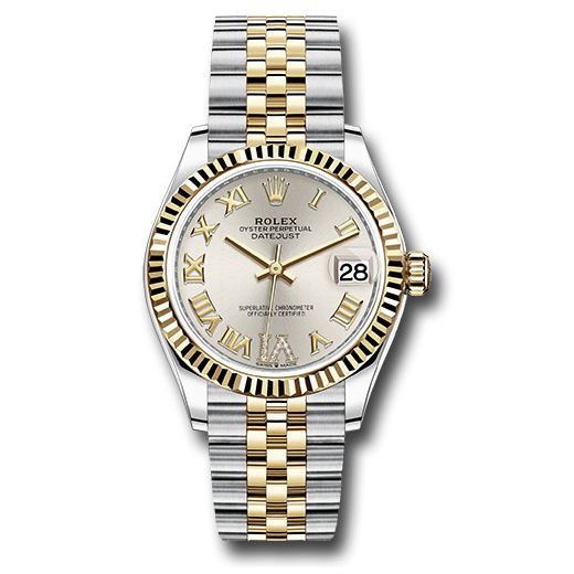 Đồng hồ Rolex Steel & Yellow Gold Datejust Fluted Bezel Silver Diamond Roman Six Dial Jubilee Bracelet 278273 sdr6j 31mm