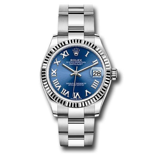 Đồng hồ Rolex Steel & White Gold Datejust Fluted Bezel Blue Roman Dial Oyster Bracelet 278274 blro 31mm