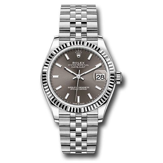 Đồng hồ Rolex Steel & White Gold Datejust Fluted Bezel Dark Grey Index Dial Jubilee Bracelet 278274 dkgij 31mm