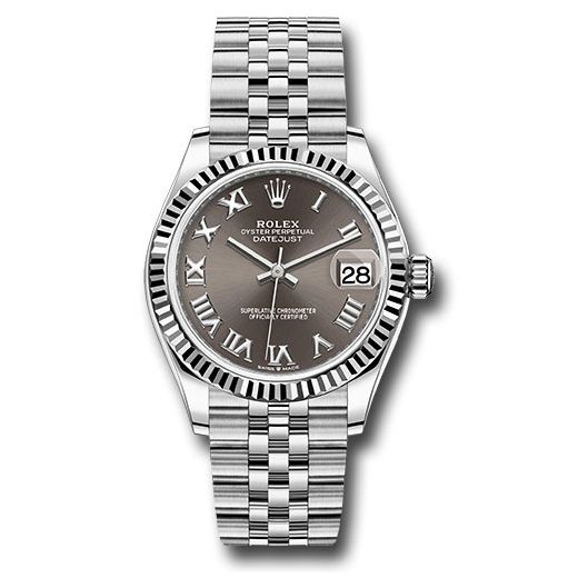 Đồng hồ Rolex Steel & White Gold Datejust Fluted Bezel Dark Grey Roman Dial Jubilee Bracelet 278274 dkgrj 31mm
