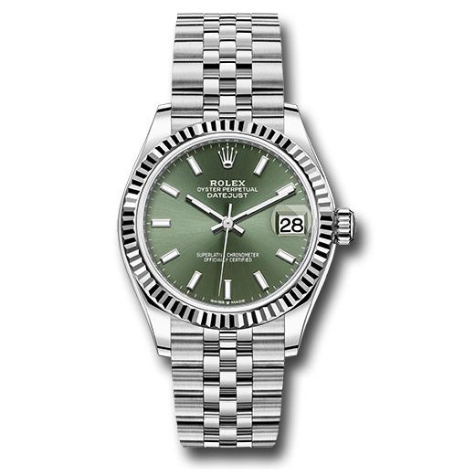 Đồng hồ Rolex Steel & White Gold Datejust Fluted Bezel Mint Green Index Dial Jubilee Bracelet 278274 mgij 31mm
