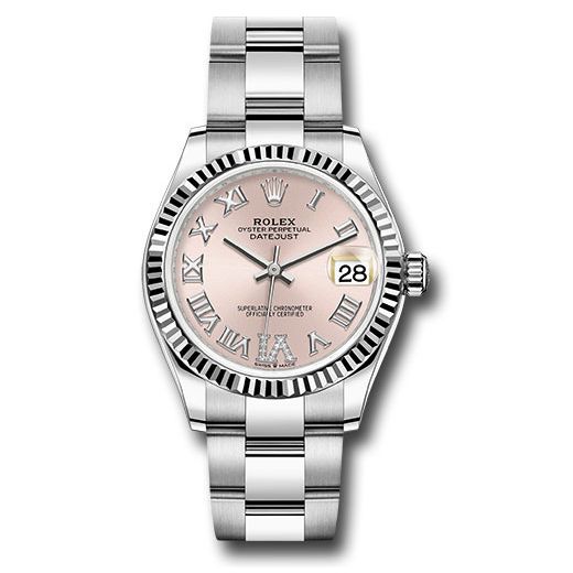 Đồng hồ Rolex Steel & White Gold Datejust Fluted Bezel Pink Roman Diamond 6 Dial Oyster Bracelet 278274 pdr6o 31mm