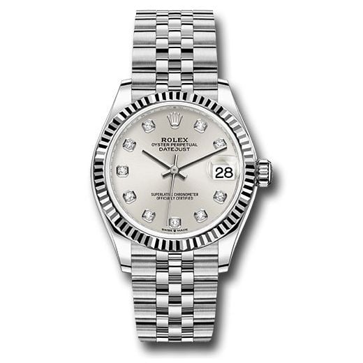 Đồng hồ Rolex Steel & White Gold Datejust Fluted Bezel Silver Diamond Dial Jubilee Bracelet 278274 sdj 31mm
