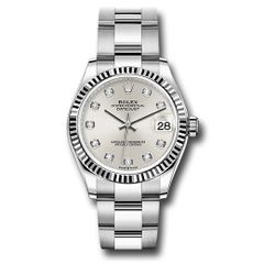 Đồng hồ Rolex Steel & White Gold Datejust Fluted Bezel Silver Diamond Dial Oyster Bracelet 278274 sdo 31mm