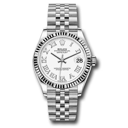 Đồng hồ Rolex Steel & White Gold Datejust Fluted Bezel White Roman Dial Jubilee Bracelet 278274 wrj 31mm