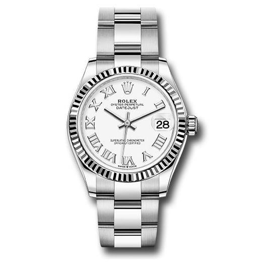 Đồng hồ Rolex Steel & White Gold Datejust Fluted Bezel White Roman Dial Oyster Bracelet 278274 wro 31mm