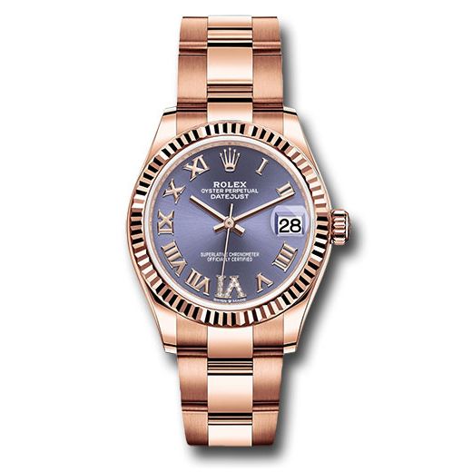 Đồng hồ Rolex Everose Gold Datejust Fluted Bezel Aubergine Diamond Six Dial Oyster Bracelet 278275 aubdr6o 31mm