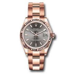 Đồng hồ Rolex Everose Gold Datejust Fluted Bezel Rhodium Index Dial Oyster Bracelet 278275 dkrhio 31mm