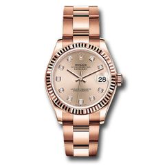 Đồng hồ Rolex Everose Gold Datejust Fluted Bezel Rosé Diamond Dial Oyster Bracelet 278275 rsdo 31mm