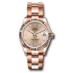 Đồng hồ Rolex Everose Gold Datejust Fluted Bezel Rosé Index Dial Oyster Bracelet 278275 rsio 31mm