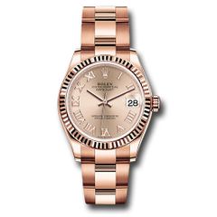 Đồng hồ Rolex Everose Gold Datejust Fluted Bezel Rosé Roman Dial Oyster Bracelet 278275 rsro 31mm