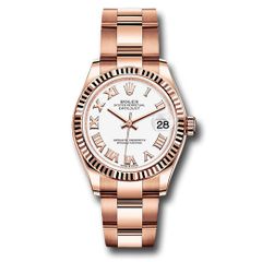 Đồng hồ Rolex Everose Gold Datejust Fluted Bezel White Roman Dial Oyster Bracelet 278275 wro 31mm