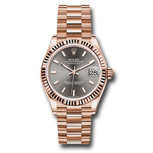 Đồng hồ Rolex Everose Gold Datejust Fluted Bezel Rhodium Index Dial President Bracelet 278275 dkrhip 31mm