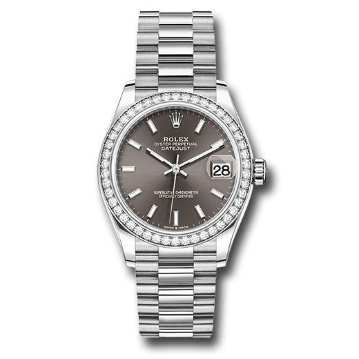 Đồng hồ Rolex White Gold Datejust Diamond Bezel Dark Grey Index Dial President Bracelet 278289rbr dkgip 31mm