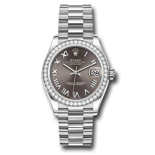 Đồng hồ Rolex White Gold Datejust Diamond Bezel Dark Grey Roman Dial President Bracelet 278289rbr dkgrp 31mm