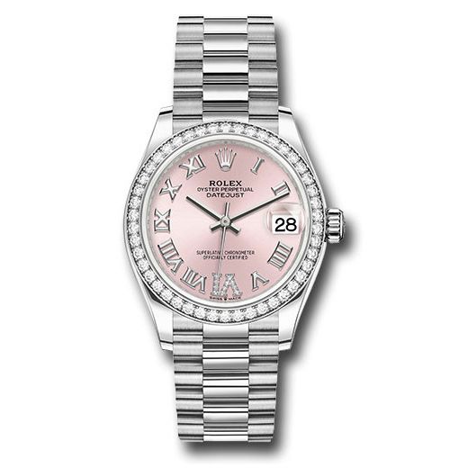 Đồng hồ Rolex White Gold Datejust Diamond Bezel Pink Diamond Roman Dial President Bracelet 278289rbr pdr6p 31mm