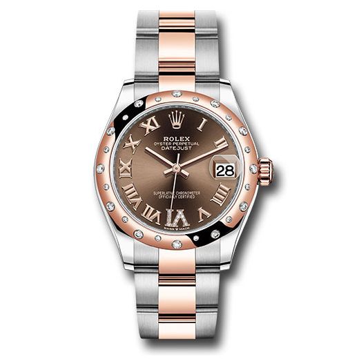 Đồng hồ Rolex Steel & Everose Gold Datejust 24 Diamond Bezel Dark Rhodium Diamond Roman VI Dial Oyster Bracelet 278341RBR chodr6o 31mm